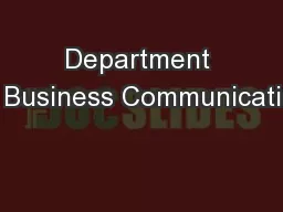 Department of Business Communication