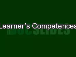 Learner’s Competences