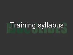 Training syllabus