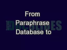 From Paraphrase Database to