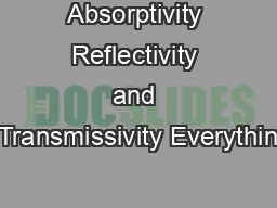Absorptivity Reflectivity and Transmissivity Everythin