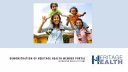 Demonstration of Heritage Health Member Portal