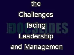 A  review of the Challenges facing Leadership and Managemen