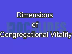 Dimensions of Congregational Vitality