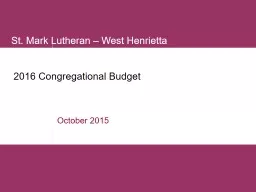 2017 Congregational Budget