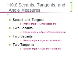 10.6 Secants, Tangents, and Angle Measures