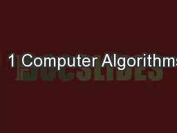 1 1 Computer Algorithms