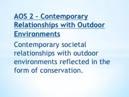 AOS 2 – Contemporary Relationships with Outdoor Environme