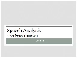 1 Speech Analysis