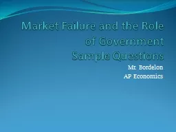 Market Failure and the Role of Government