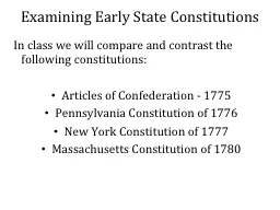 Examining Early State Constitutions
