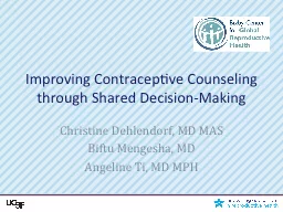 Improving Contraceptive Counseling through Shared Decision-