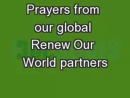 Prayers from our global Renew Our World partners