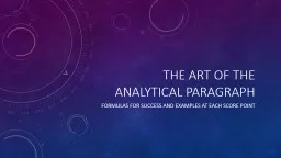 The Art of the Analytical Paragraph