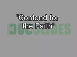 “Contend for the Faith”