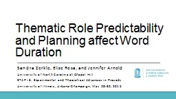 Thematic Role Predictability and Planning affect Word Durat
