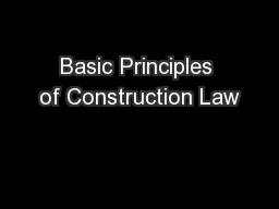 Basic Principles of Construction Law