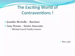 The Exciting World of Contraventions !