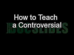 How to Teach a Controversial