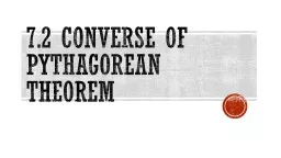 7.2 Converse of Pythagorean theorem