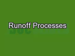 Runoff Processes