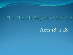 The Church Begins in Corinth