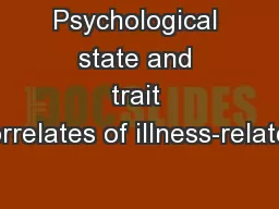 Psychological state and trait correlates of illness-related