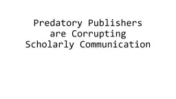Predatory Publishers