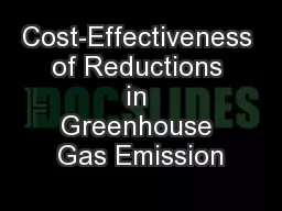 Cost-Effectiveness of Reductions in Greenhouse Gas Emission