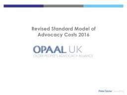 Revised Standard Model of Advocacy Costs 2016