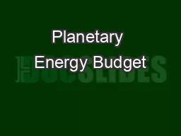 Planetary Energy Budget