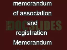 CONTENTS Sections Particulars Introduction Preamble  Societies formed by memorandum of association and registration  Memorandum of Association  Registration and Fee  Annual list of managing body to be