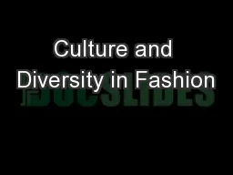 Culture and Diversity in Fashion
