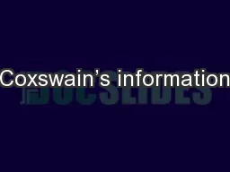 Coxswain’s information