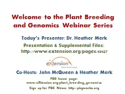 Welcome to the Plant Breeding and Genomics Webinar Series