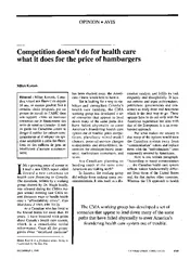 OPINION AVIS Competition doesnt do for health care wha