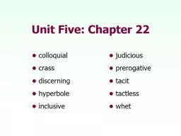 Unit Five: Chapter