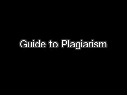 Guide to Plagiarism
