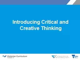 Introducing Critical and Creative Thinking