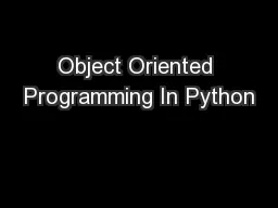 Object Oriented Programming In Python