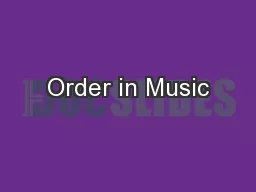 Order in Music