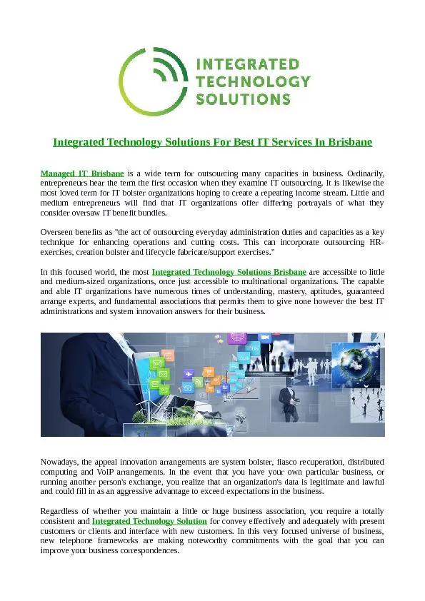 PDF-Integrated Technology Solutions For Best IT Services In Brisbane