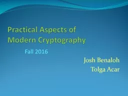 Practical Aspects of        Modern Cryptography