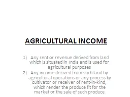 AGRICULTURAL INCOME