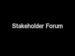 Stakeholder Forum