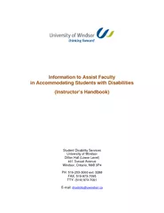 Information to Assist Faculty in Accommodating Student