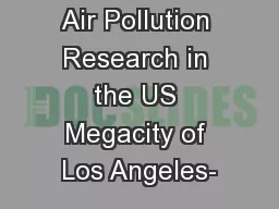 Air Pollution Research in the US Megacity of Los Angeles-