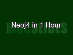 Neoj4 in 1 Hour