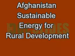 Afghanistan Sustainable Energy for Rural Development
