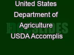 United States Department of Agriculture USDA Accomplis